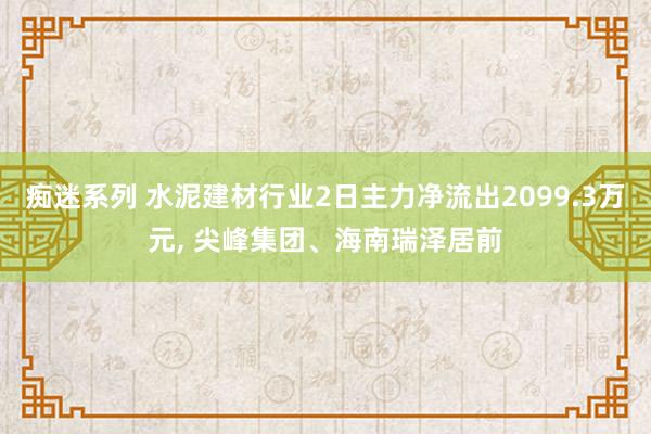 痴迷系列 水泥建材行业2日主力净流出2099.3万元， 尖峰集团、海南瑞泽居前