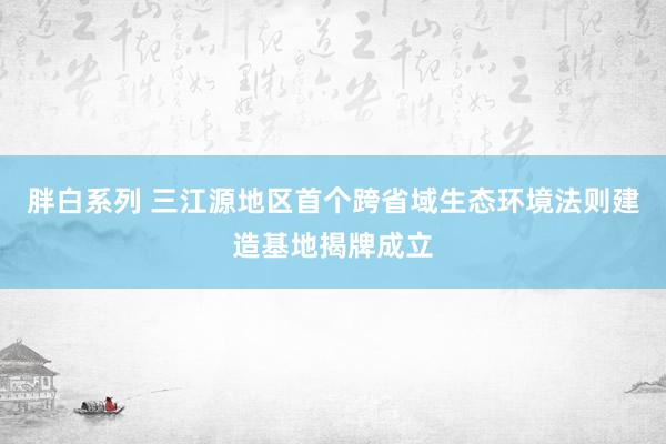 胖白系列 三江源地区首个跨省域生态环境法则建造基地揭牌成立