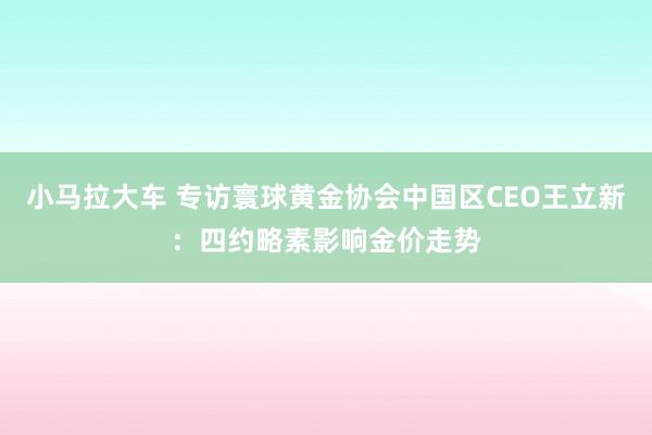 小马拉大车 专访寰球黄金协会中国区CEO王立新：四约略素影响金价走势