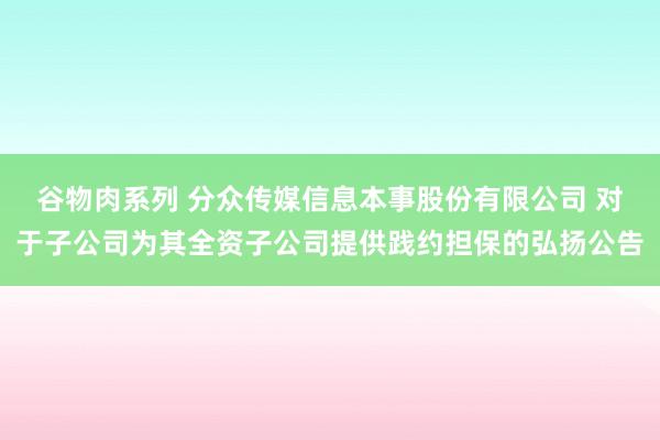 谷物肉系列 分众传媒信息本事股份有限公司 对于子公司为其全资子公司提供践约担保的弘扬公告