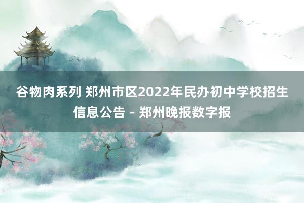 谷物肉系列 郑州市区2022年民办初中学校招生信息公告－郑州晚报数字报